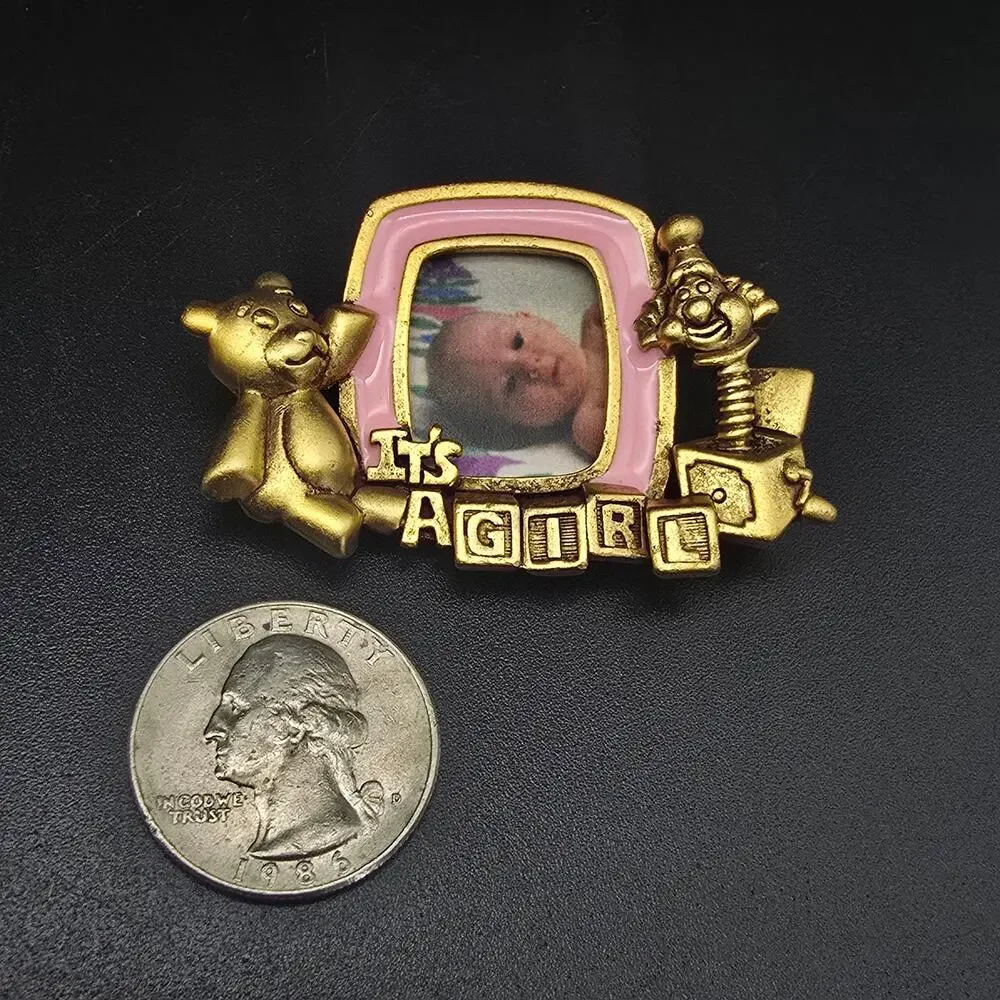 Danecraft It's A Girl Photo Frame Brooch Birth Announcement Gender Reveal